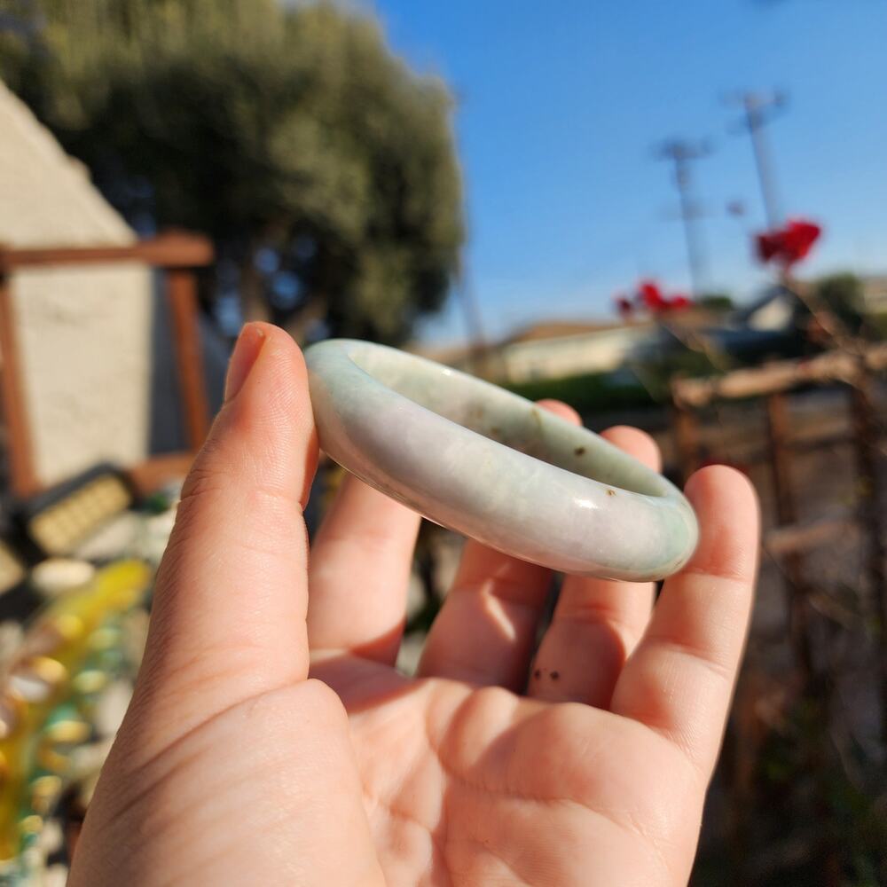 Jadeite Jade Bangle Green Natural Semi Translucent 335ct Myanmar Burma Bracelet - Picture 6 of 15